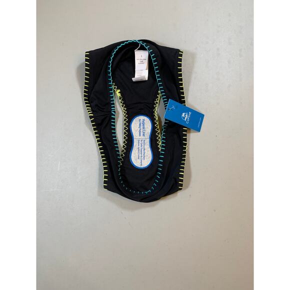 NWT Cupshe Black w/ Blue and Yellow Contrast Stitch Classic Bikini Bottoms Sz S - Picture 6 of 6